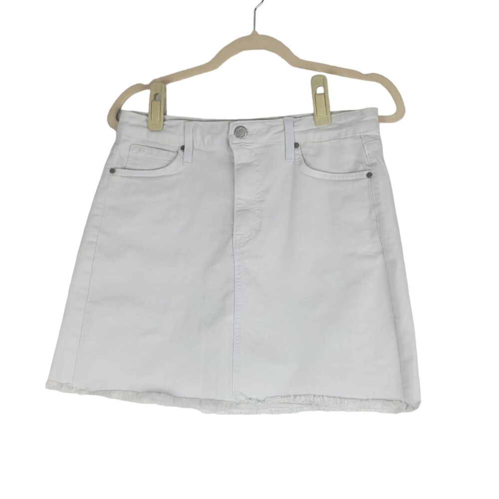 Just Black Denim White Raw Edge Hem Denim Mini Skirt Made In The USA Size MP